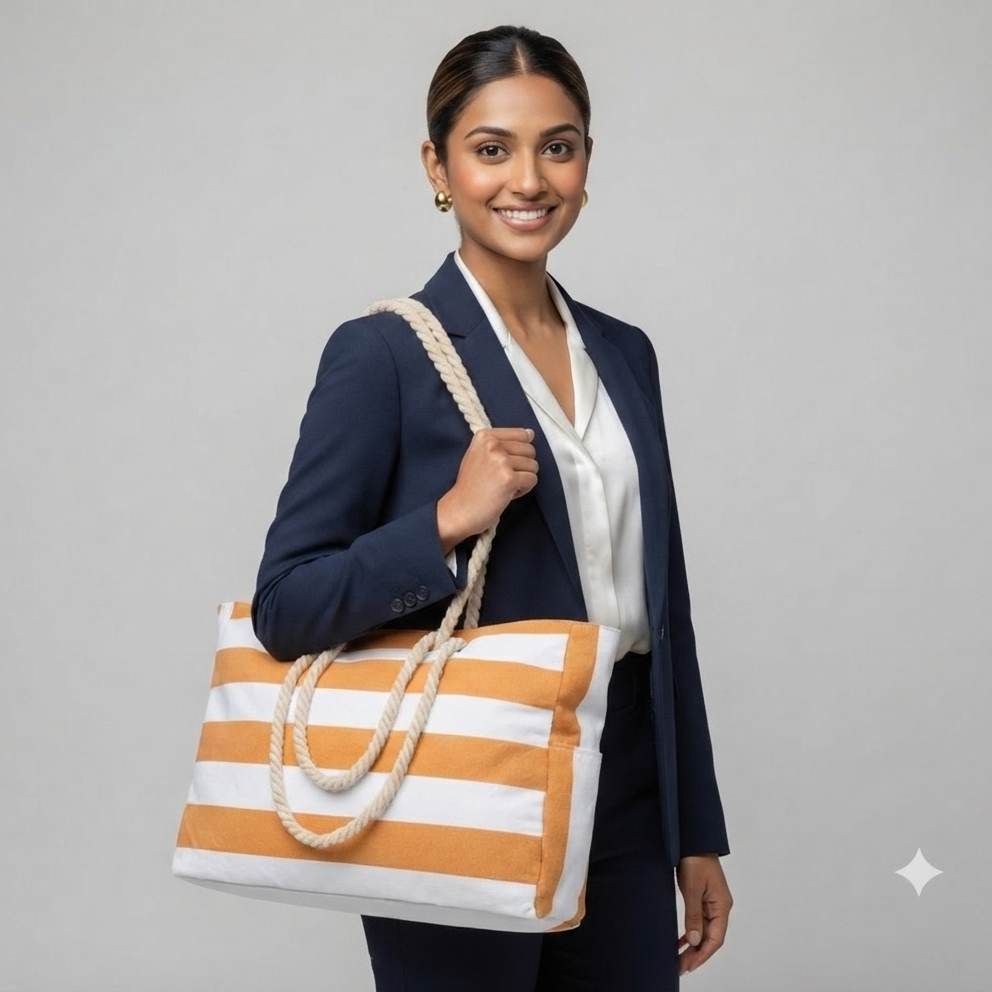 Cabana Striped Rope Handle Tote
