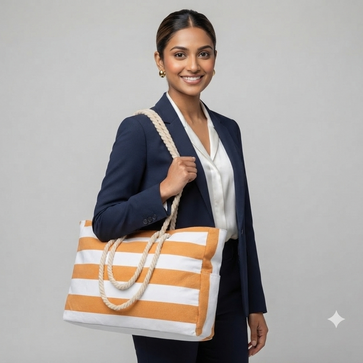 Cabana Striped Rope Handle Tote