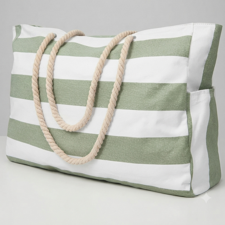 Cabana Striped Rope Handle Tote