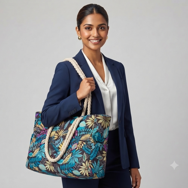 Cabana Striped Rope Handle Tote