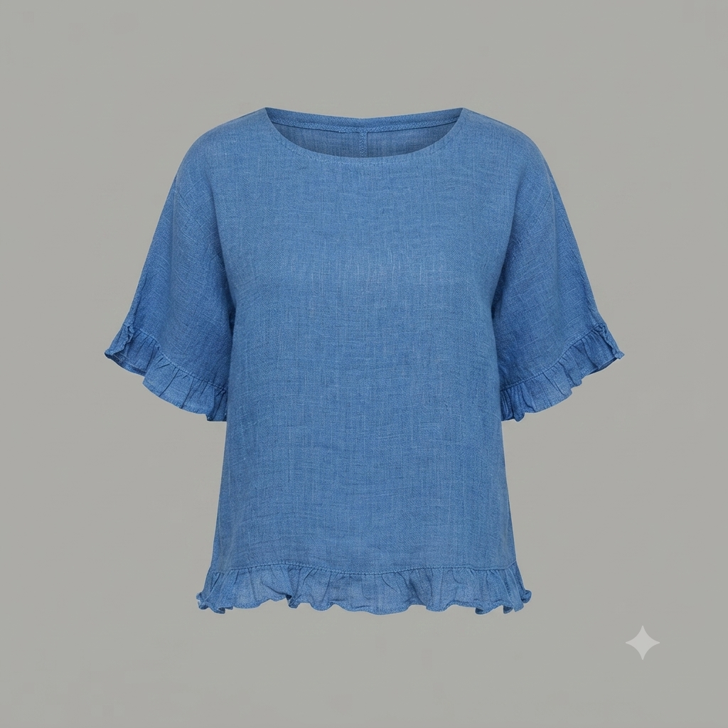 Capri Frayed Hem Linen Top