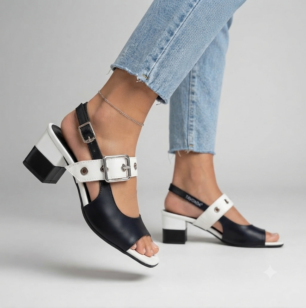 Marlowe Two-Tone Buckle Sandals