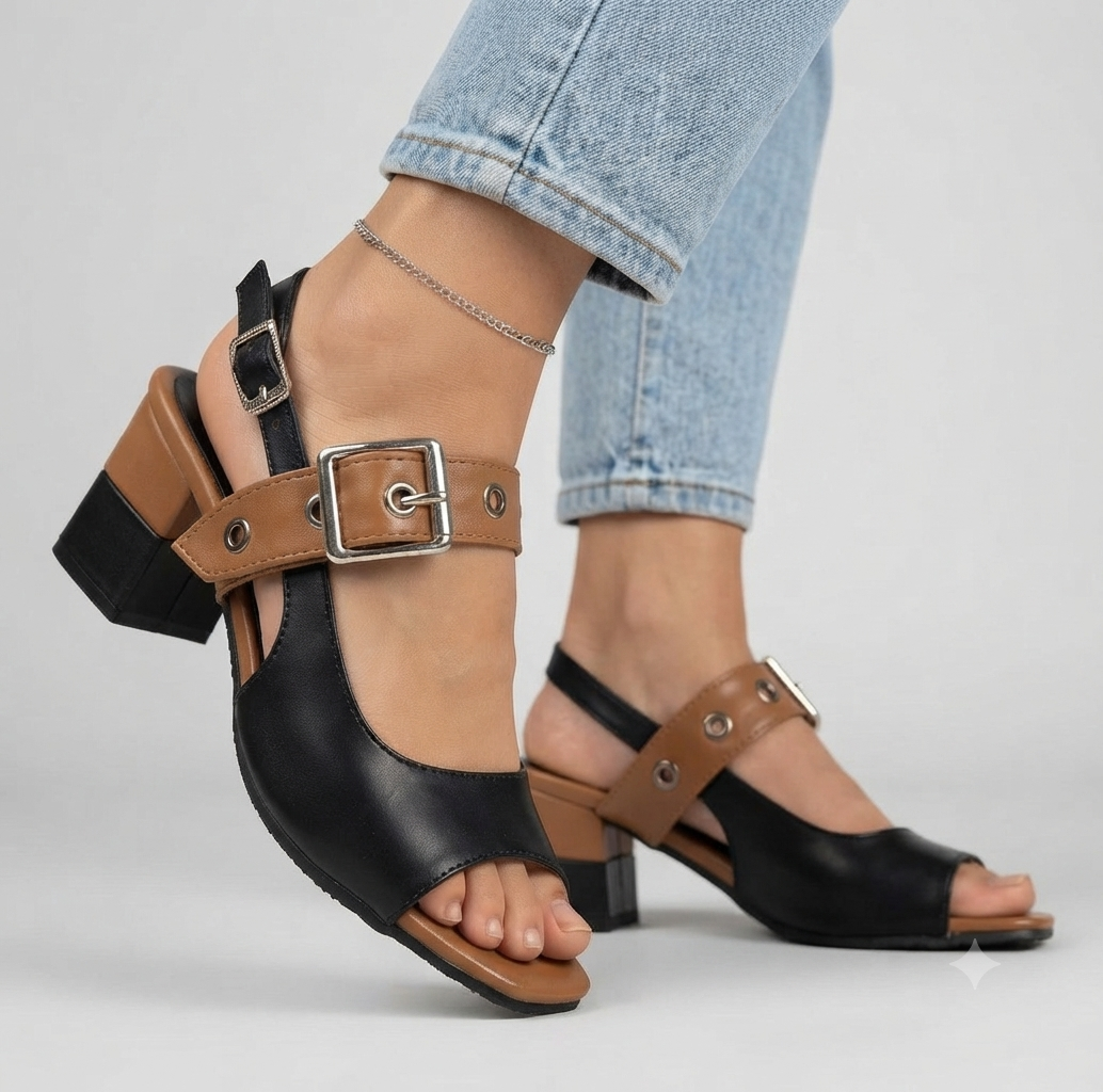 Marlowe Two-Tone Buckle Sandals