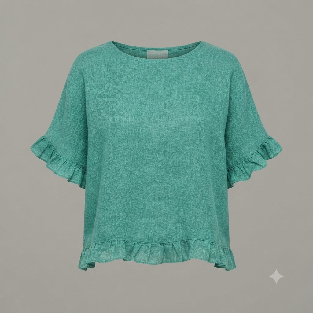 Capri Frayed Hem Linen Top