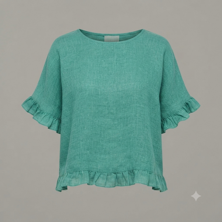 Capri Frayed Hem Linen Top