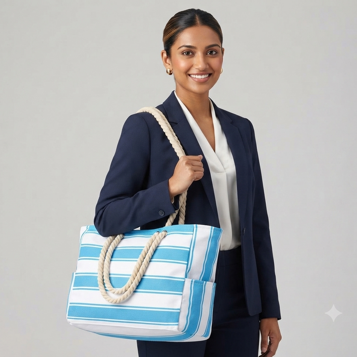 Cabana Striped Rope Handle Tote