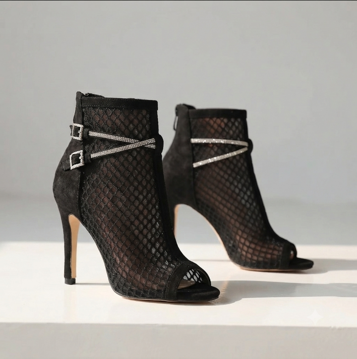 Vivienne Mesh Crystal Strap Heels
