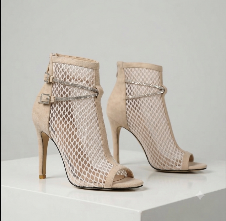 Vivienne Mesh Crystal Strap Heels