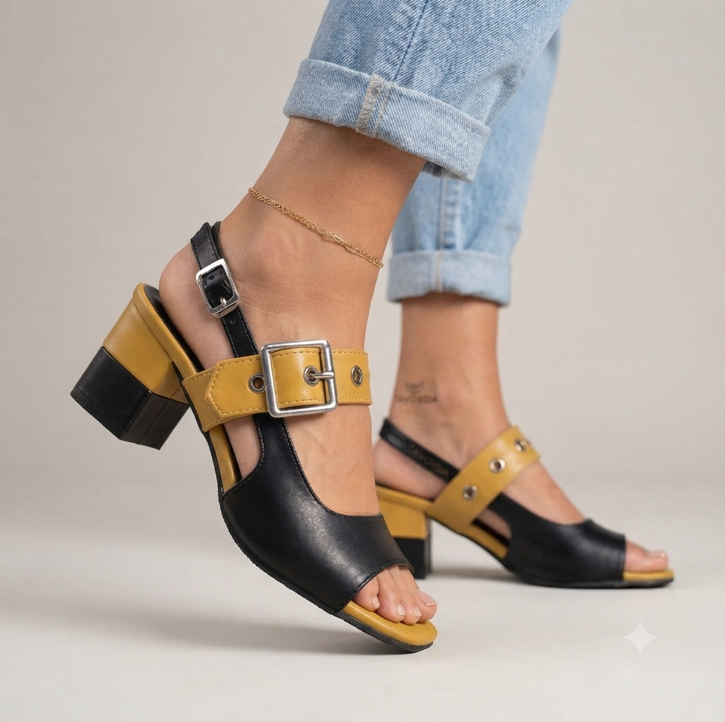 Marlowe Two-Tone Buckle Sandals