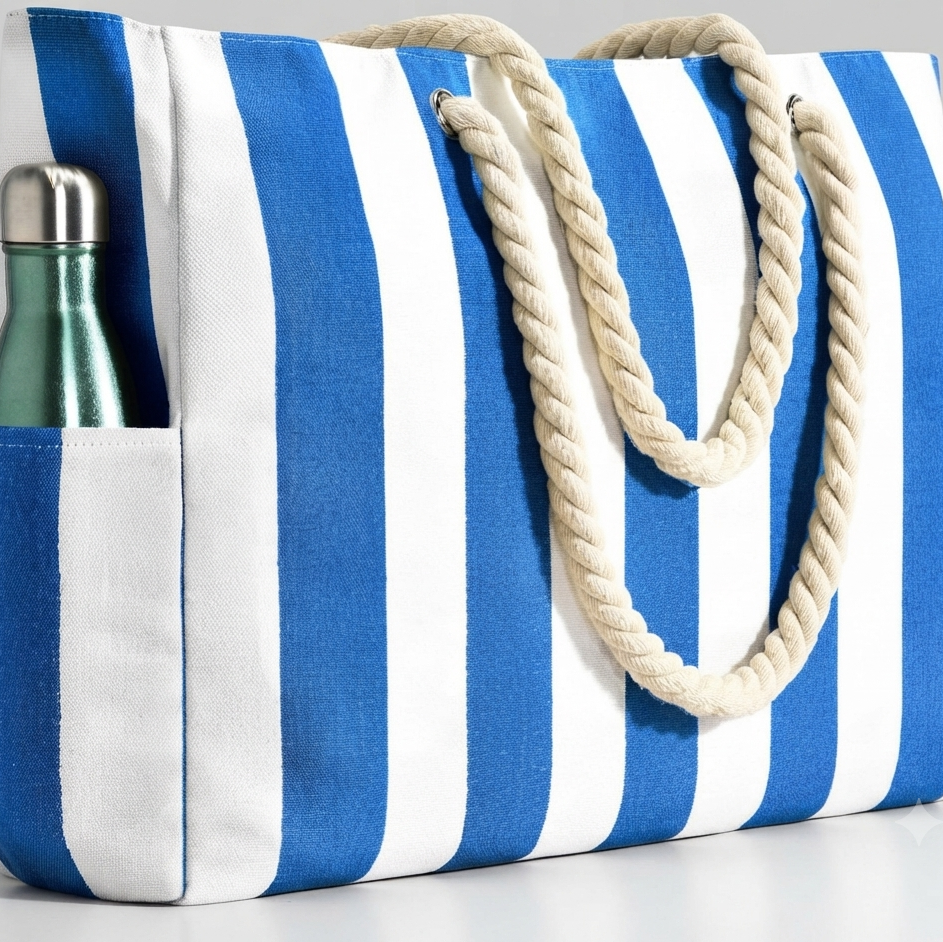 Cabana Striped Rope Handle Tote