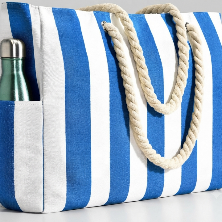 Cabana Striped Rope Handle Tote