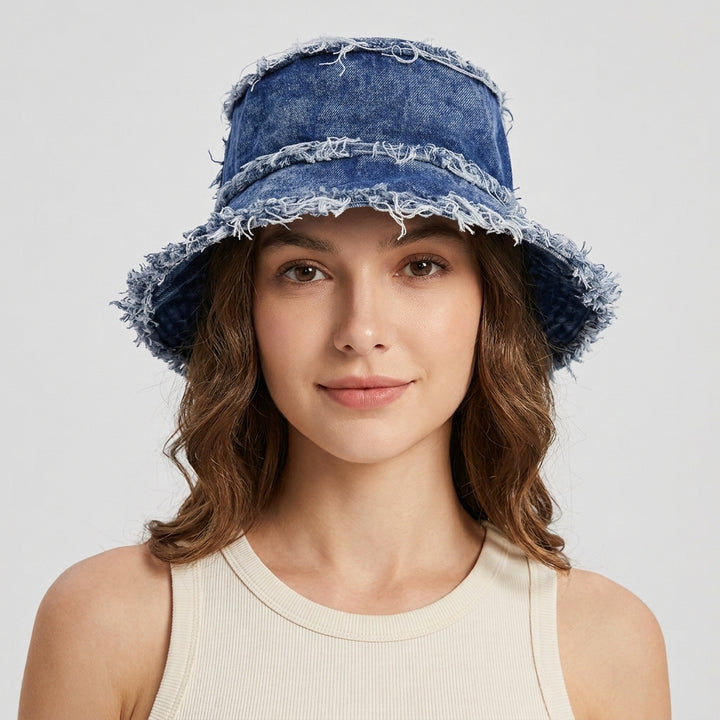 Frankie Frayed Denim Bucket Hat