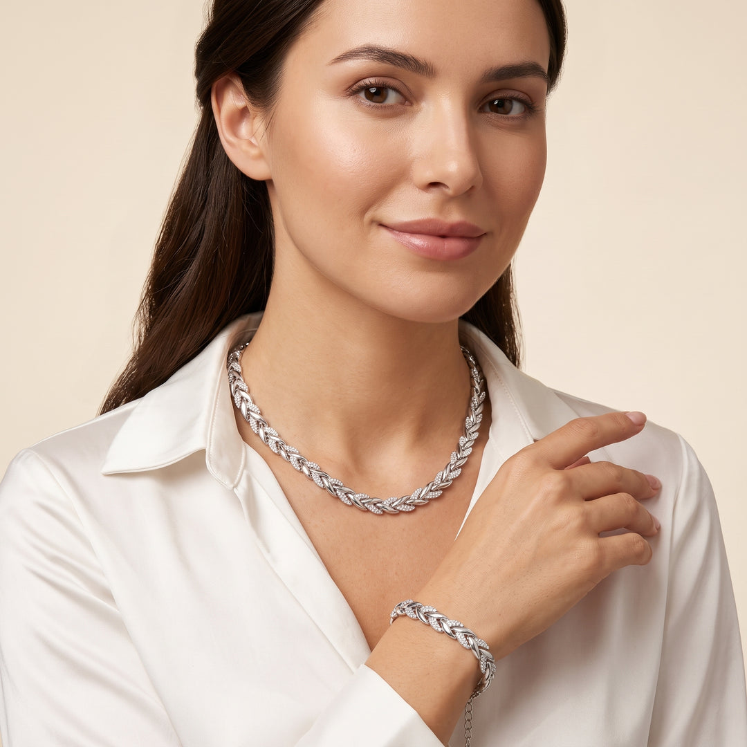Aurelia Crystal Leaf Jewelry Set