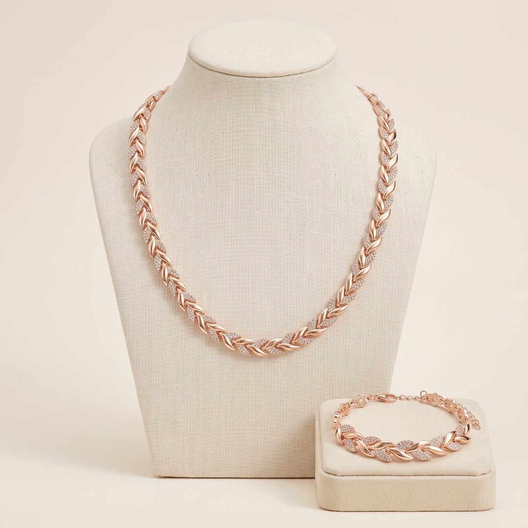 Aurelia Crystal Leaf Jewelry Set