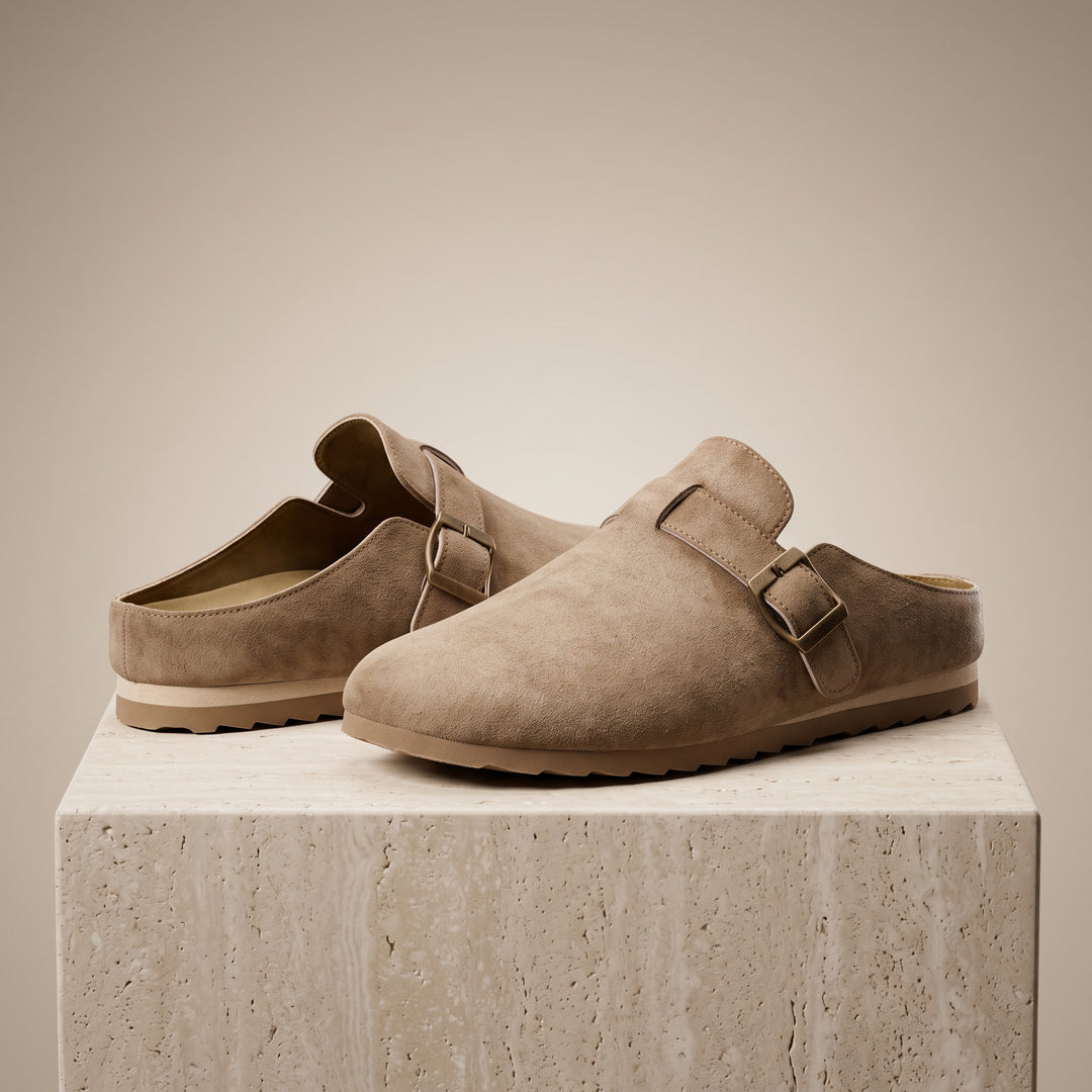 Luca Suede Buckle Clog Mule