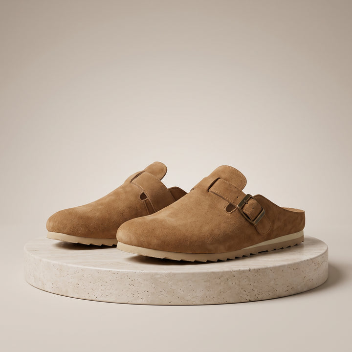 Luca Suede Buckle Clog Mule