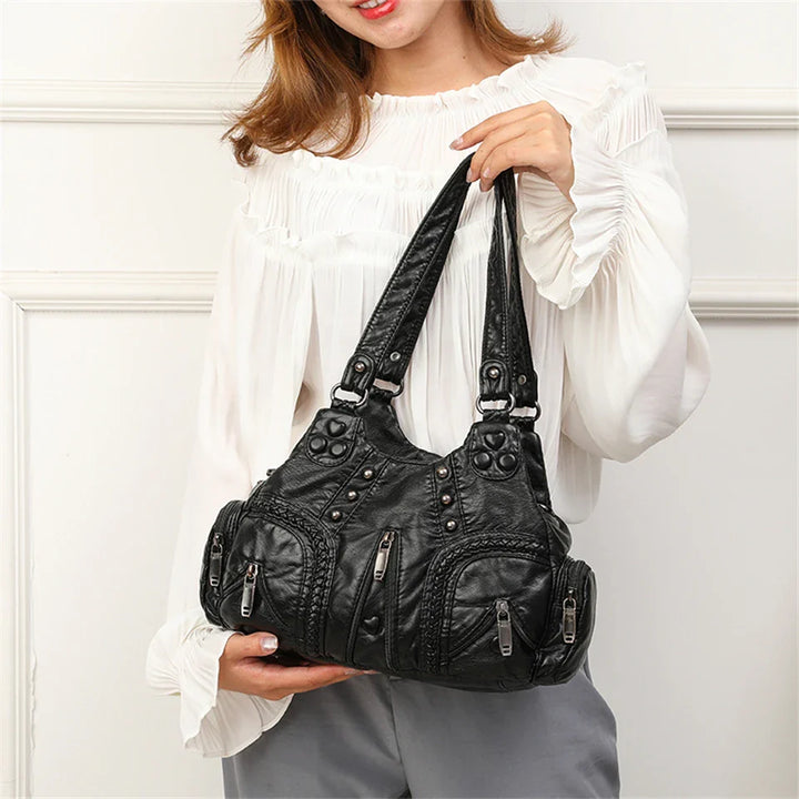 Bianca Studded Leather Satchel