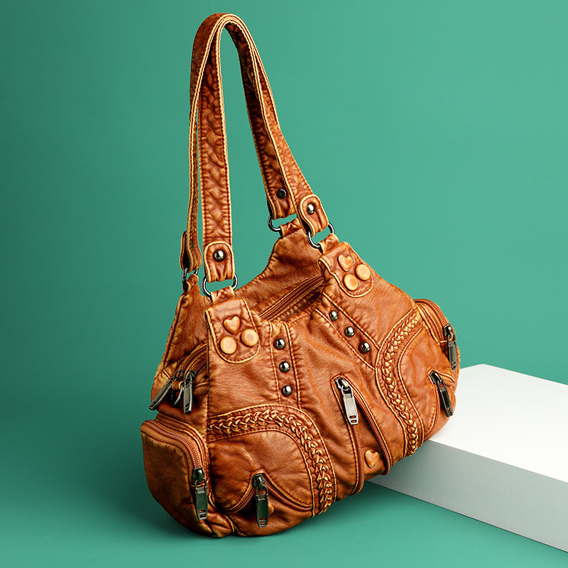 Bianca Studded Leather Satchel