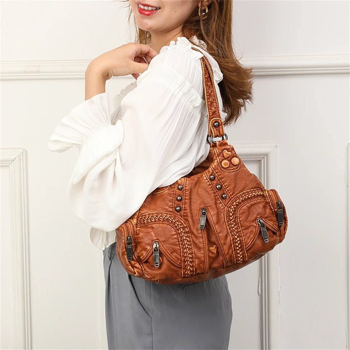 Bianca Studded Leather Satchel