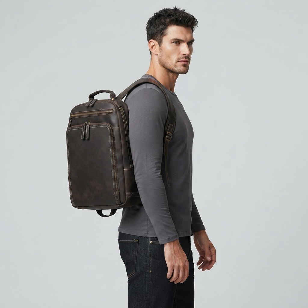 Everett Leather Laptop Backpack
