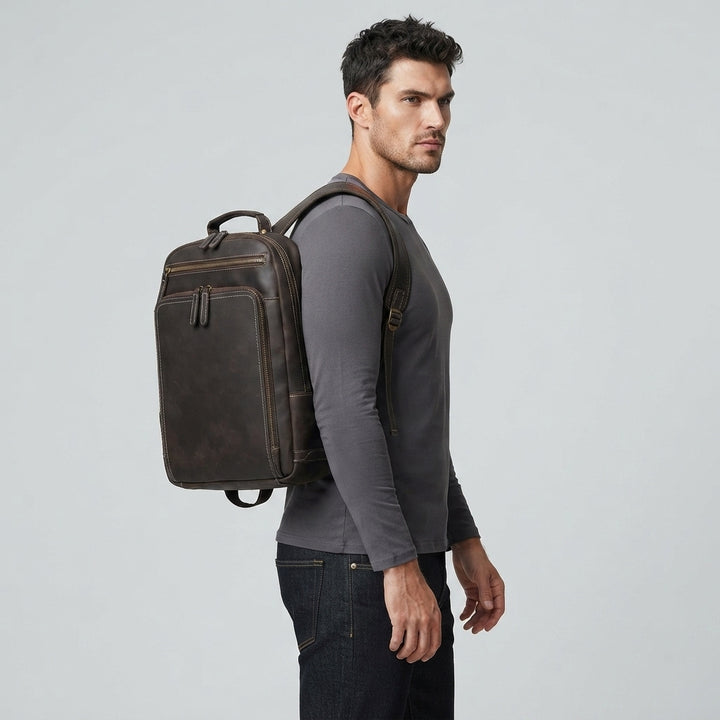 Everett Leather Laptop Backpack