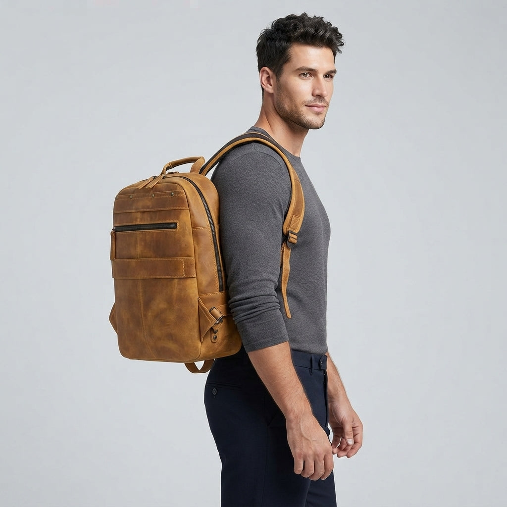 Everett Leather Laptop Backpack