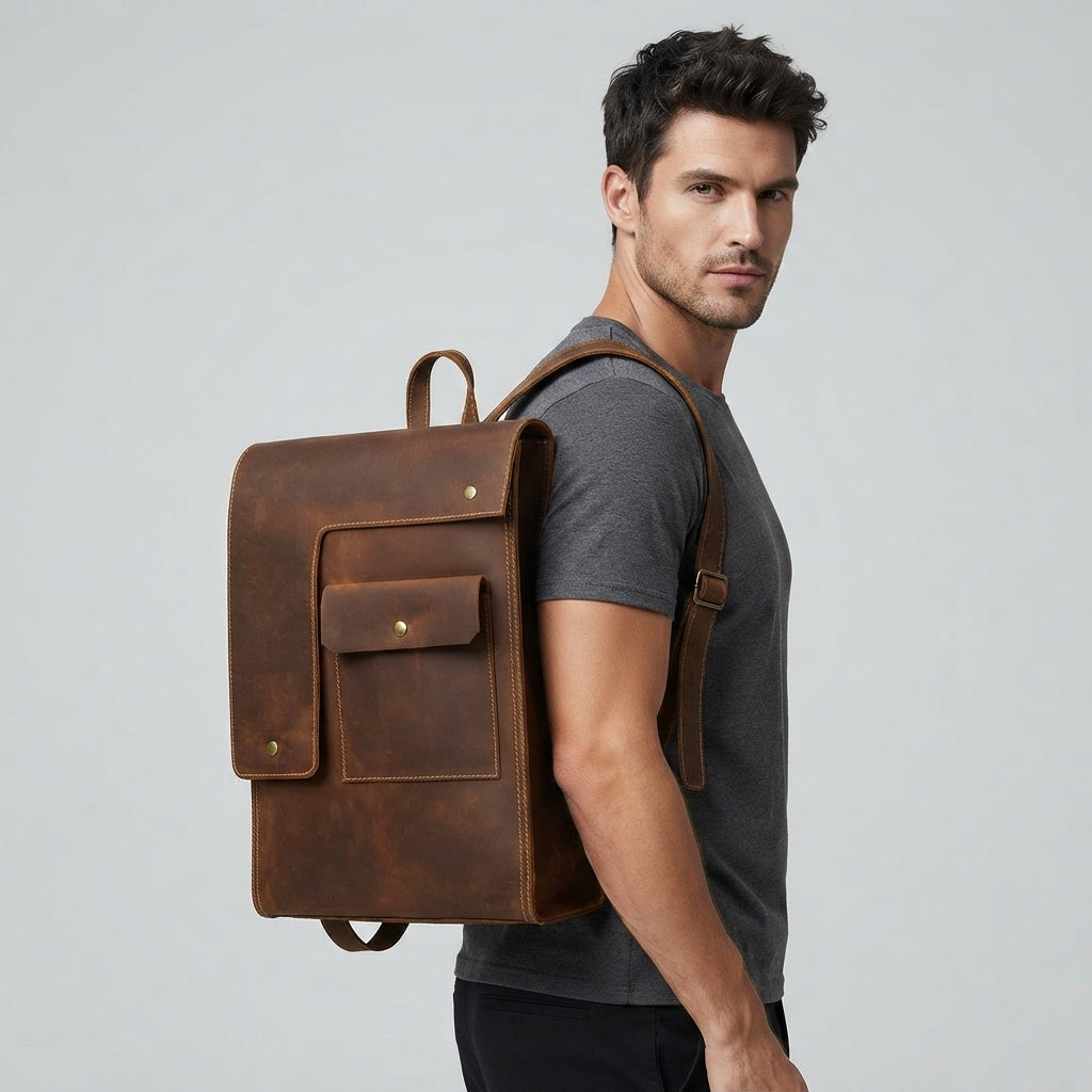 Wesley Leather Flap Backpack