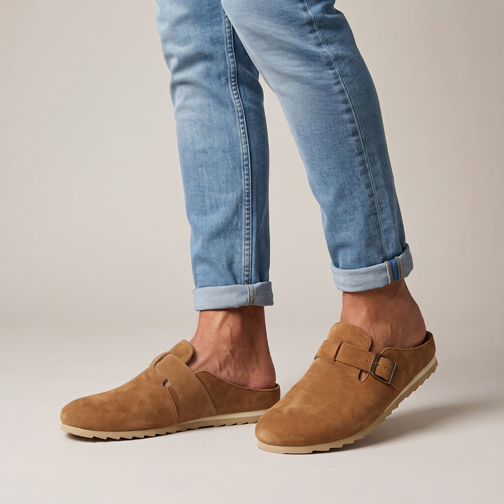 Luca Suede Buckle Clog Mule