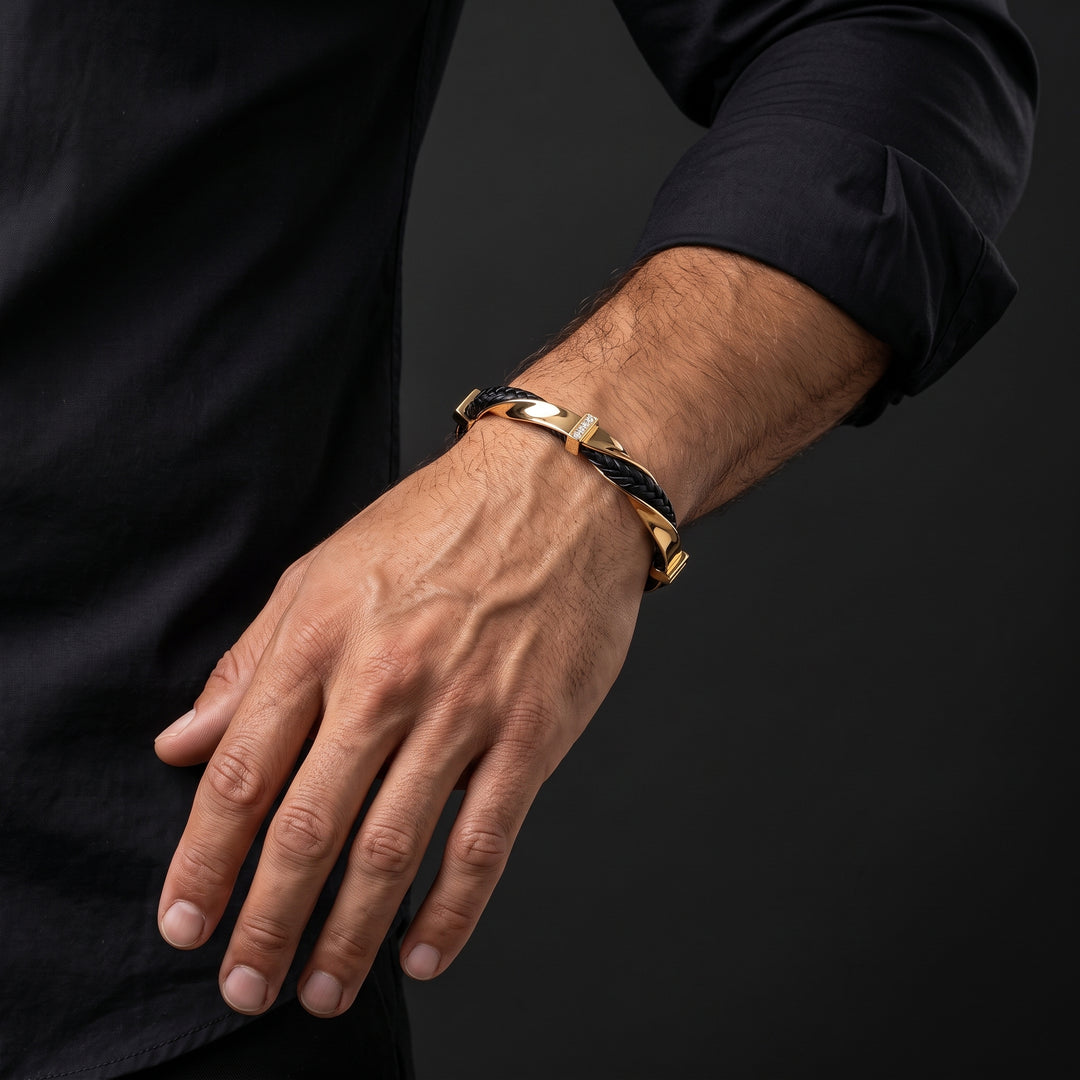 Dominic Braided Leather Cuff