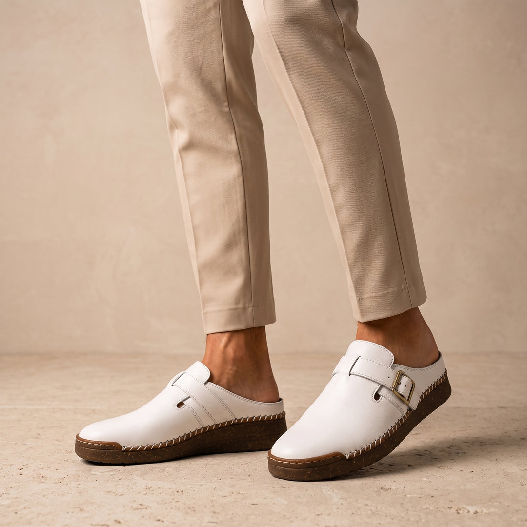 Enzo Suede Buckle Mule