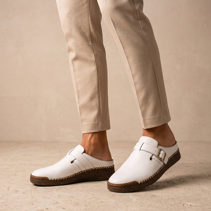 Enzo Suede Buckle Mule