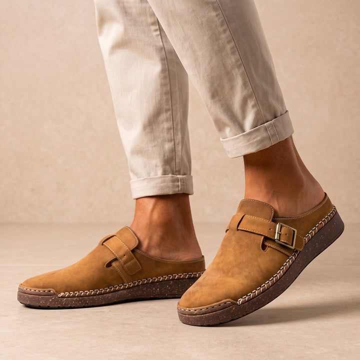 Enzo Suede Buckle Mule