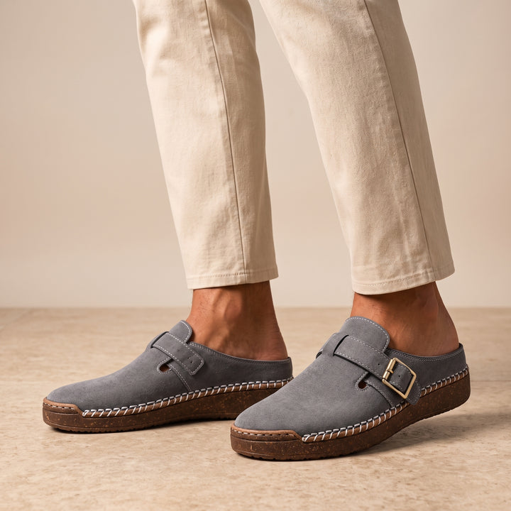 Enzo Suede Buckle Mule