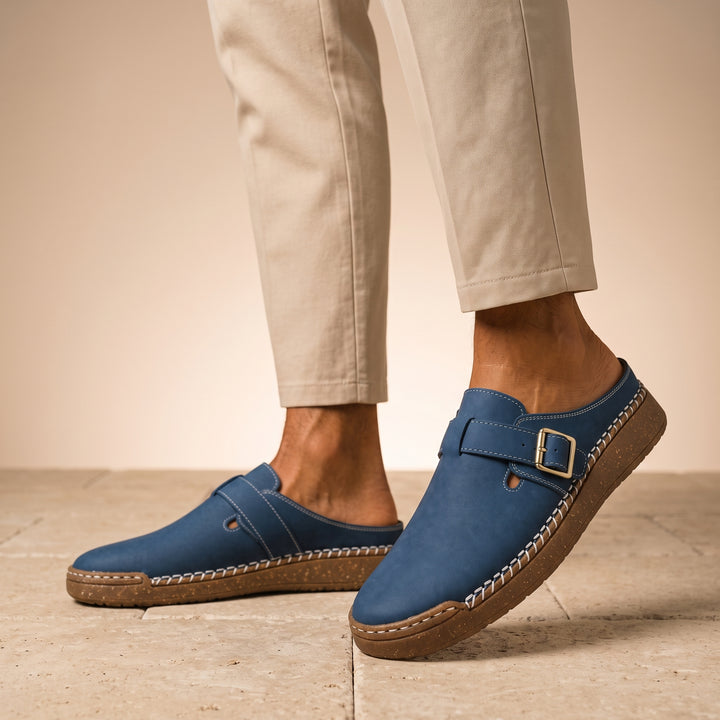 Enzo Suede Buckle Mule