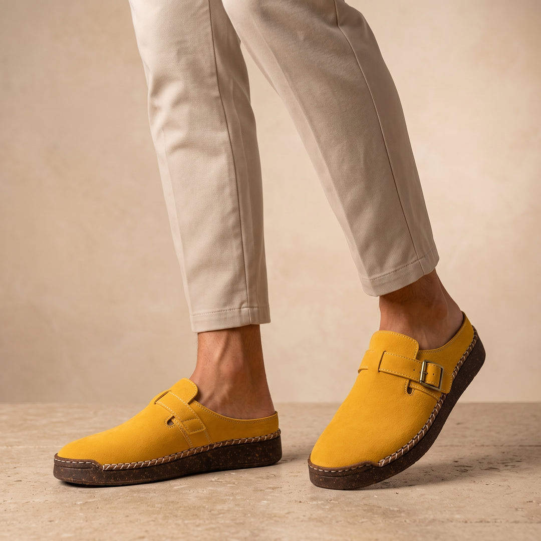 Enzo Suede Buckle Mule