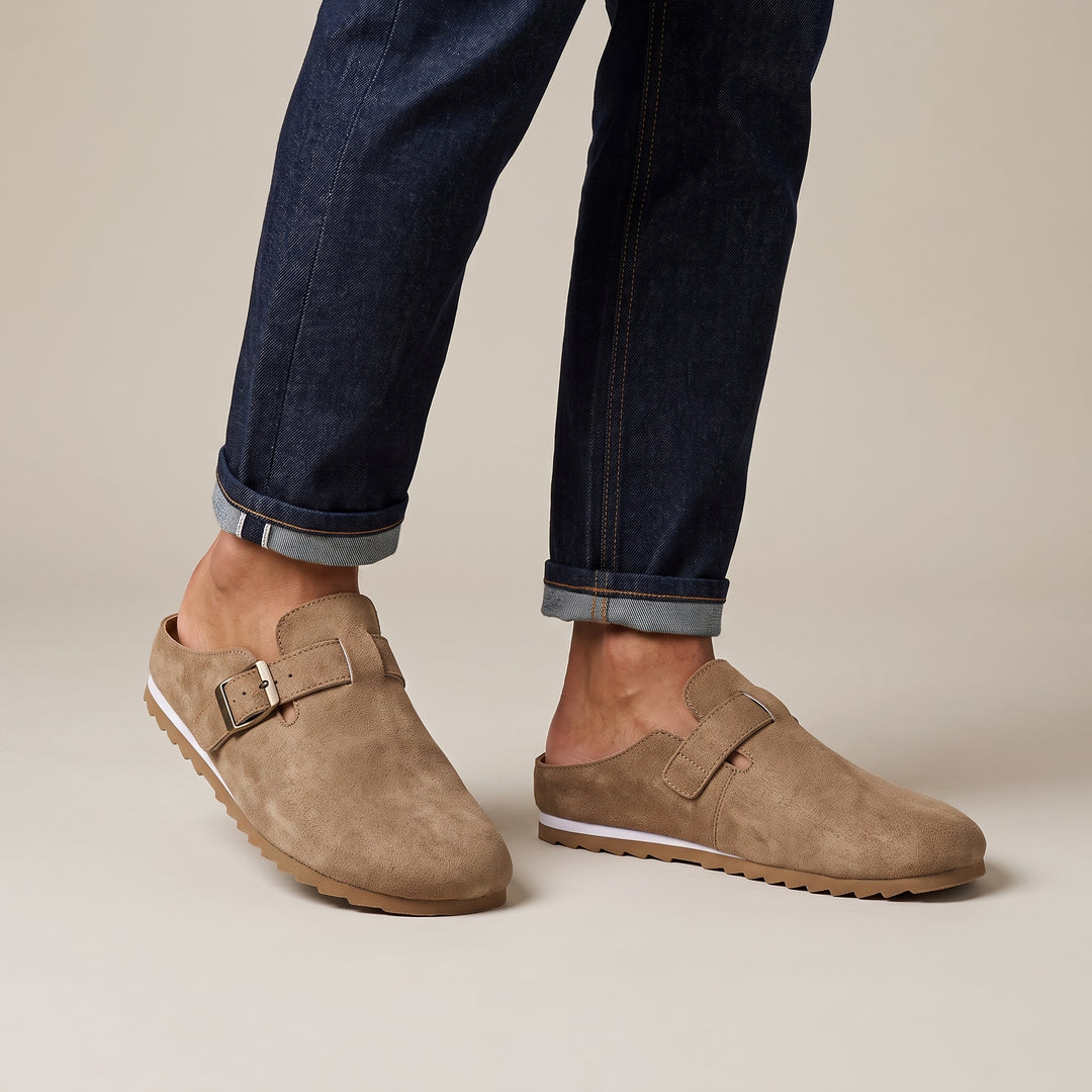 Luca Suede Buckle Clog Mule