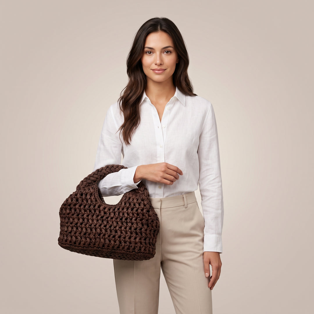 Chiara Woven Knot Top Handle Bag