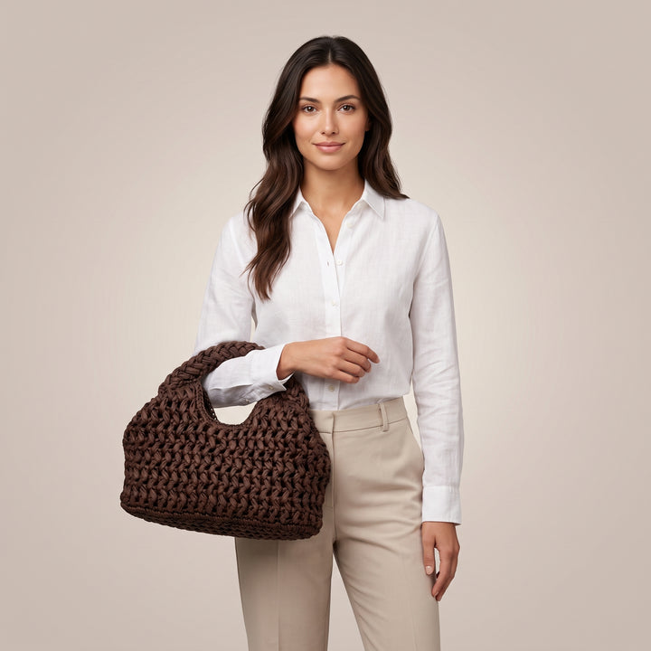 Chiara Woven Knot Top Handle Bag