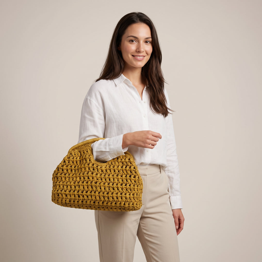 Chiara Woven Knot Top Handle Bag