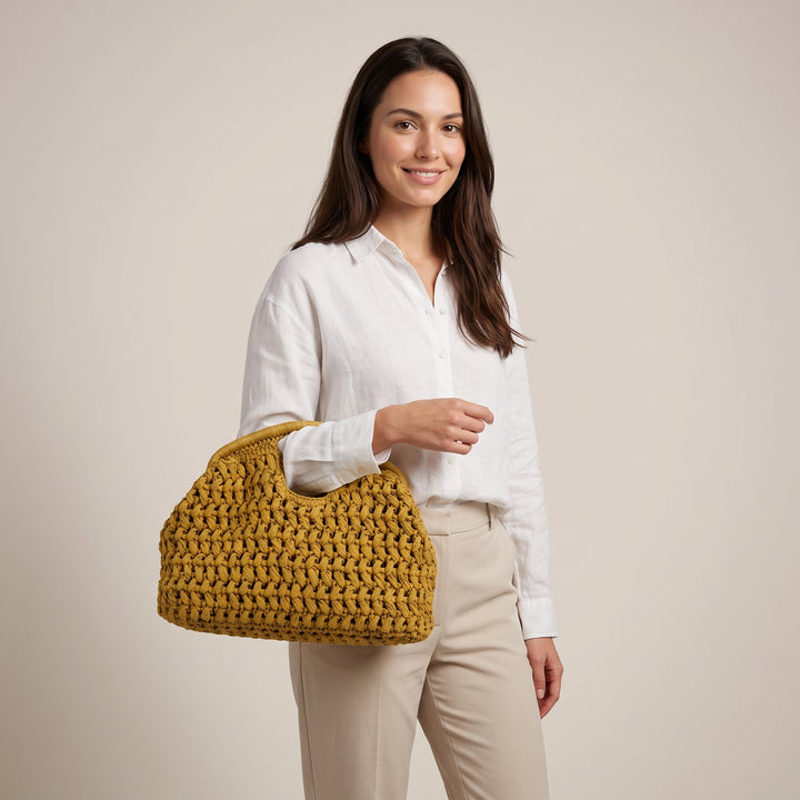 Chiara Woven Knot Top Handle Bag