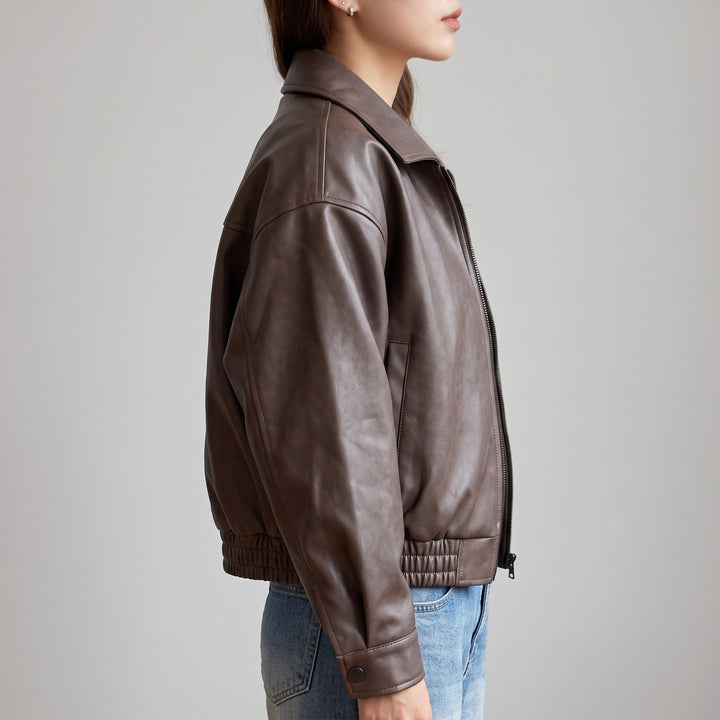 Aubrey Oversized Leather Jacket