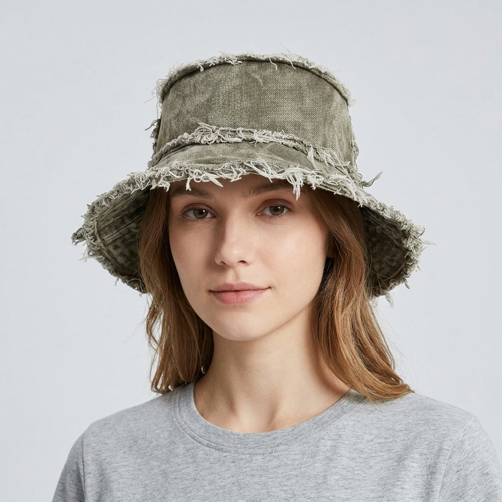Frankie Frayed Denim Bucket Hat