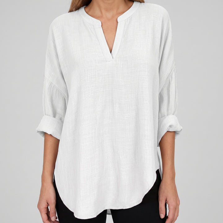 Noelle Linen Split Neck Blouse