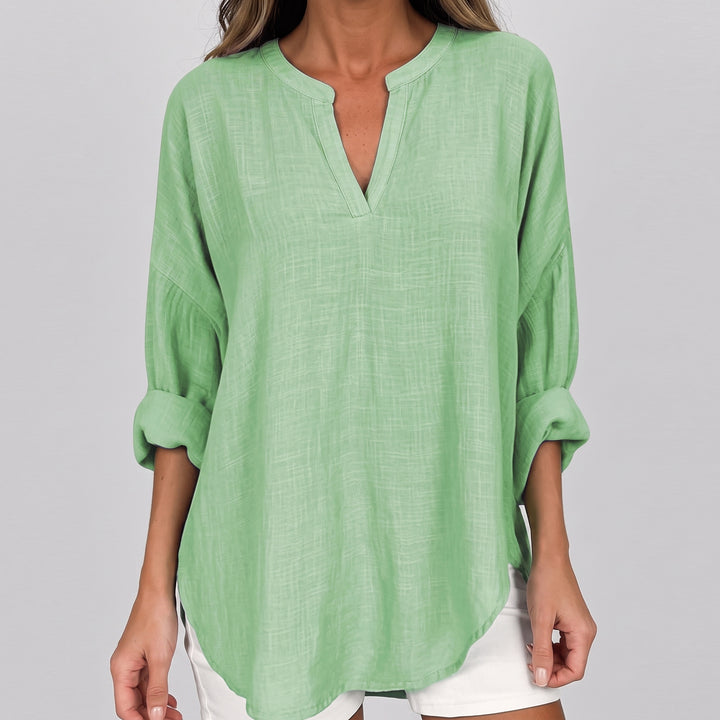 Noelle Linen Split Neck Blouse