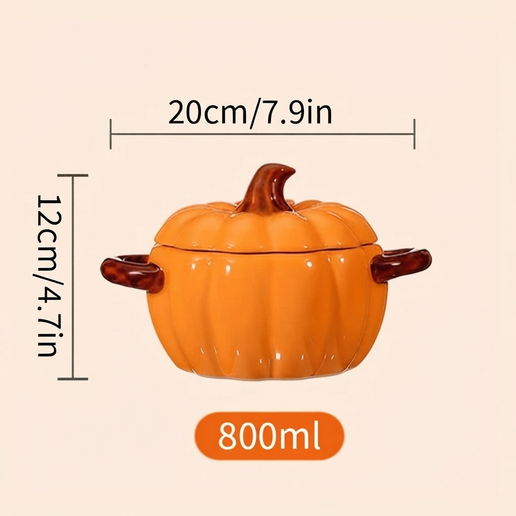 Harvest | Halloween Ceramic Pumpkin Oven Safe Casserole Pot With Lid