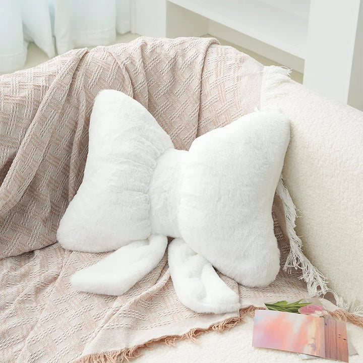 Plush Bow Throw Pillow
