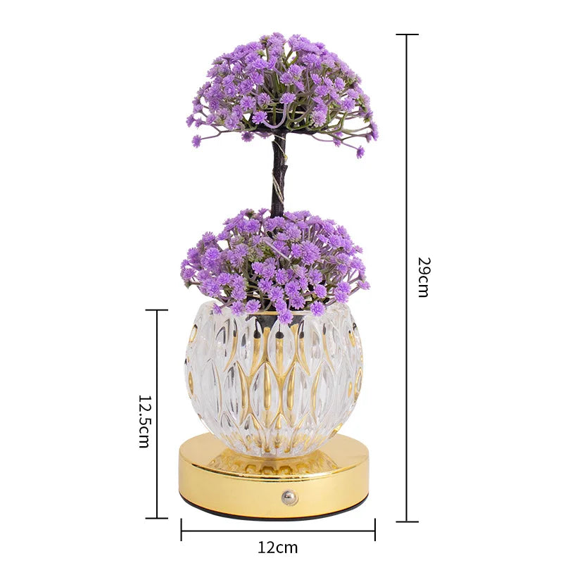 Fara | Decorative Tulip Flower Lamp with Pink Round Base and Metal Stand