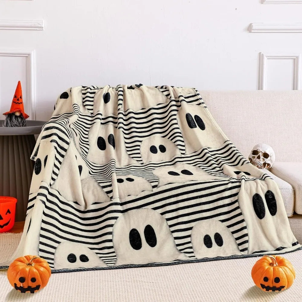 Willow | Halloween Soft Lightweight Ghost Stripe Throw Blanket