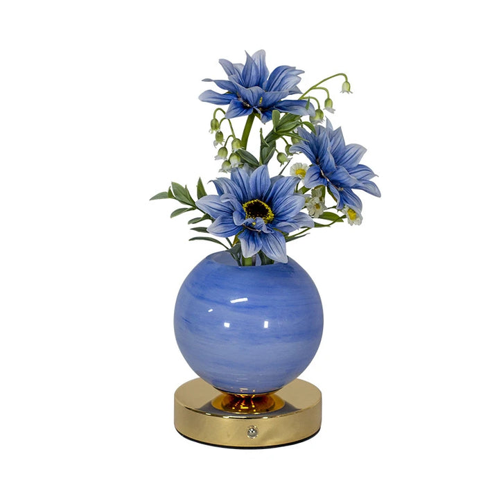 Fara | Decorative Tulip Flower Lamp with Pink Round Base and Metal Stand