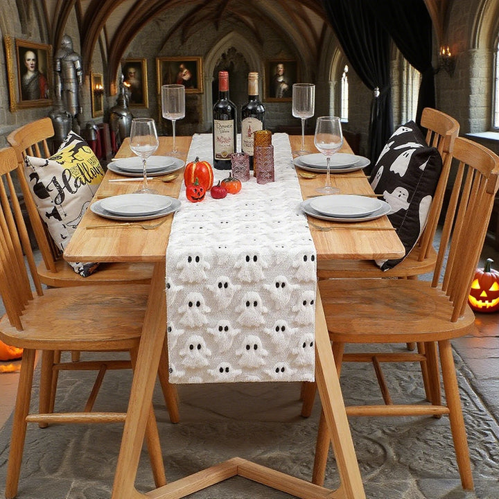 Elara | Polyester Cotton Embroidered Ghost Table Runner